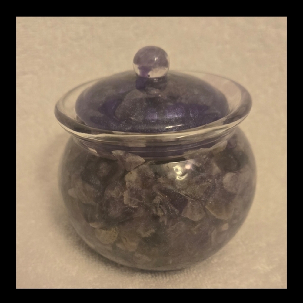 Amathyst Crystals Glass Art Jar - Picture 2 of 4